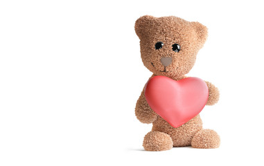 concept of love. cute teddy bear with big heart 3d-illustration