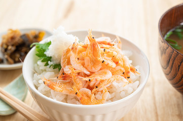 ご飯に乗せた釜揚げ桜えび