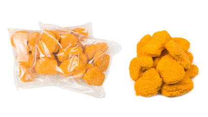 Packaging nuggets on a white background.