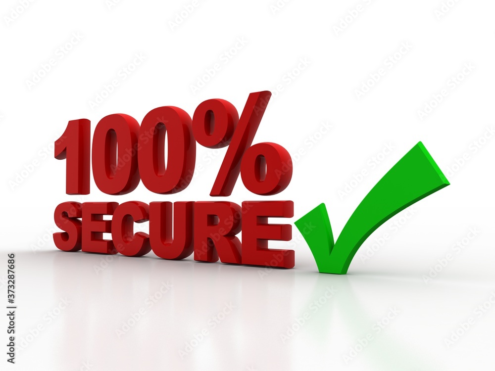 Poster 3d rendering tick with 100 percent