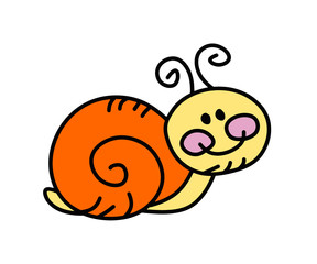 Cute orange snail children's book illustration