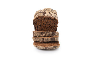 Brown bread isolated on white background.