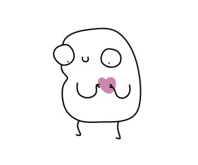 Cute little baby holding a red heart - Valentine illustration