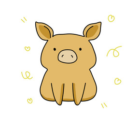 Vector illustration with sweet cute piggy and a red bow: design for children's fashion