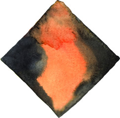 Abstract orange and black square watercolor hand painting banner for decoration.