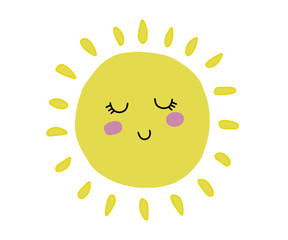The sun smiles sweetly on a children's book illustration
