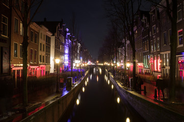 Fototapeta premium Amsterdam Red Light District at Night during New Year’s Eve