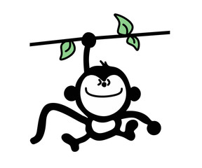Cute monkey climbing trees illustration
