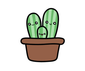 Cute cactus family children's illustration