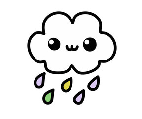 Cute cloud with rainbow rain children's illustration