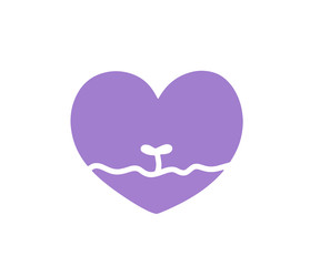 Cute purple heart children's illustration