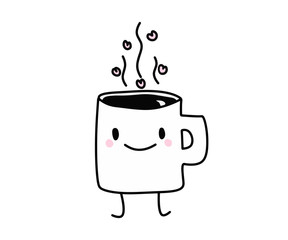 Cute coffee mug smiling children's illustration