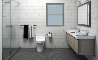 Modern Bathroom 1 3D Rendering 3D Illustration