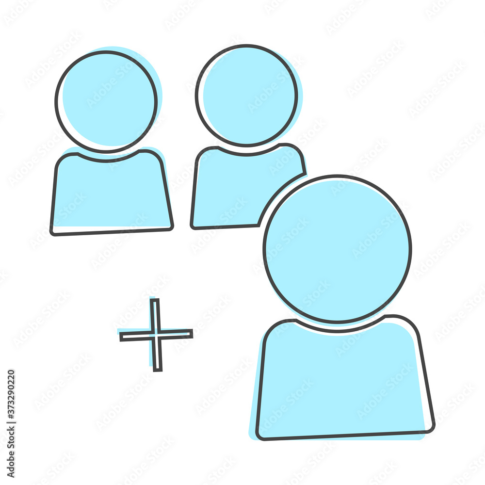 Poster vector user chat icon. symbol of interaction of people. add use cartoon style on white isolated back