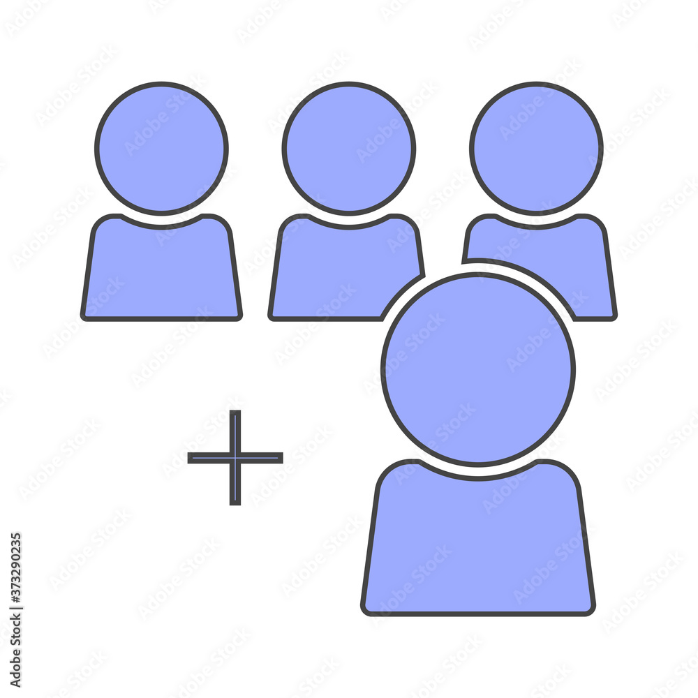 Poster vector user chat icon. symbol of interaction of people. add use cartoon style on white isolated back