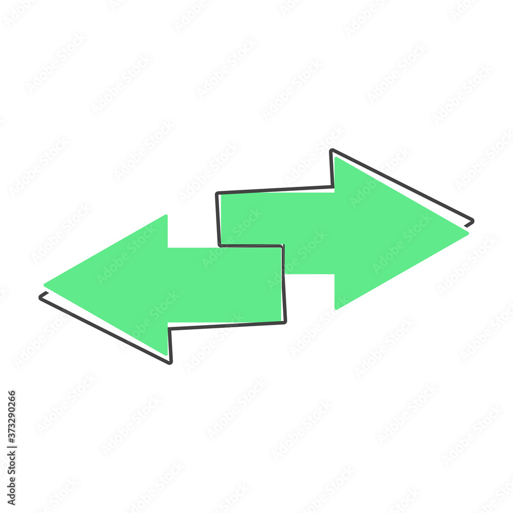 Aufkleber vector image two arrows. right arrow and left arrow. the icon shows the direction cartoon style on w