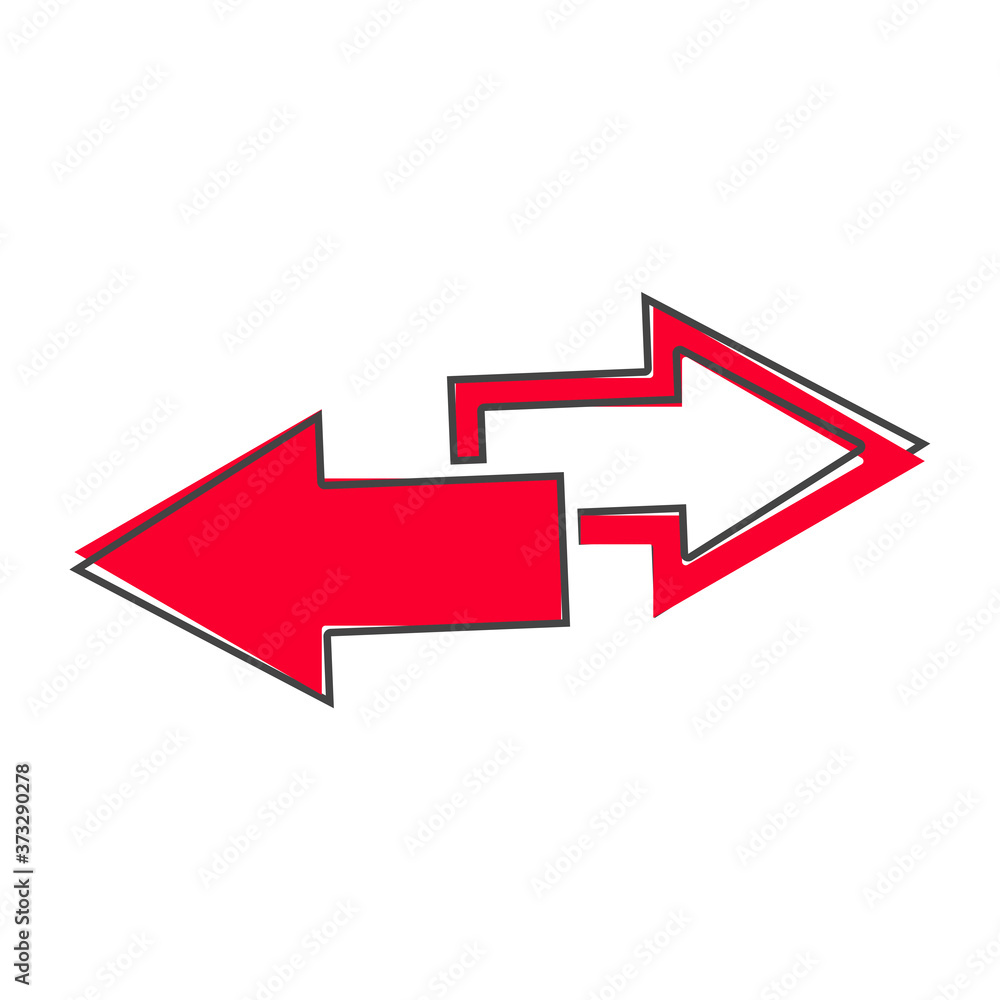 Poster vector image two arrows. right arrow and left arrow. the icon shows the direction cartoon style on w