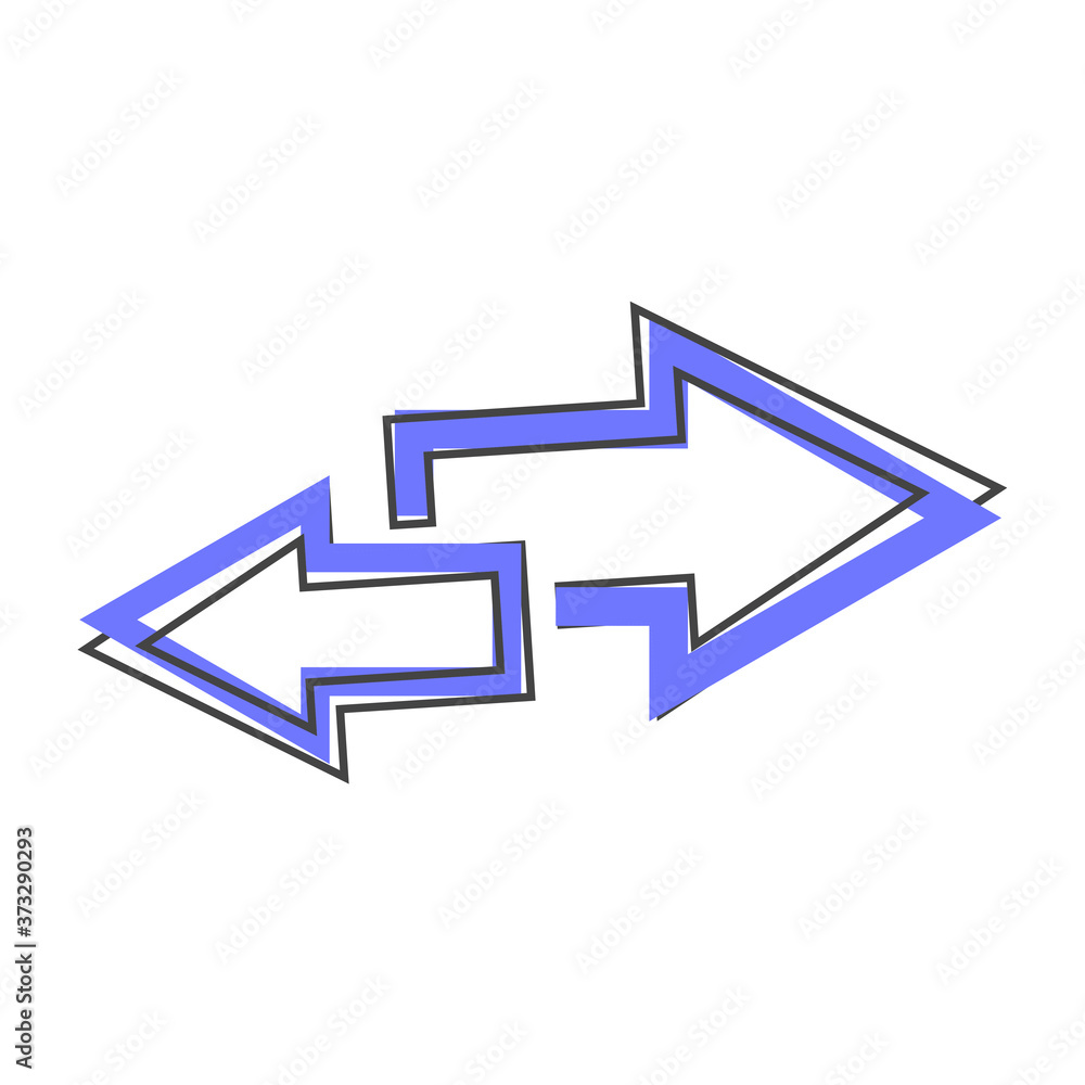 Poster vector image two arrows. right arrow and left arrow. the icon shows the direction cartoon style on w