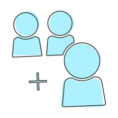 Obraz premium Vector user chat icon. Symbol of interaction of people. Add use cartoon style on white isolated background.
