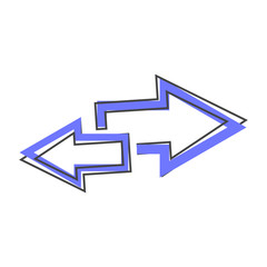 Vector image two arrows. Right arrow and left arrow. The icon shows the direction cartoon style on white isolated background.