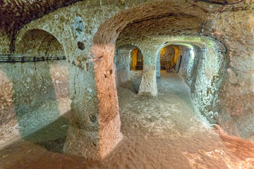 Historical underground city of Derinkuyu, Cappadocia, Turkey - obrazy, fototapety, plakaty