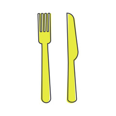 Fork and knife vector icon. Symbol eat cartoon style on white isolated background.