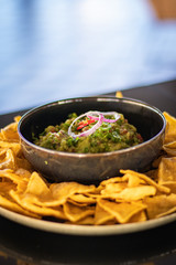 mexican nachos with guacamole