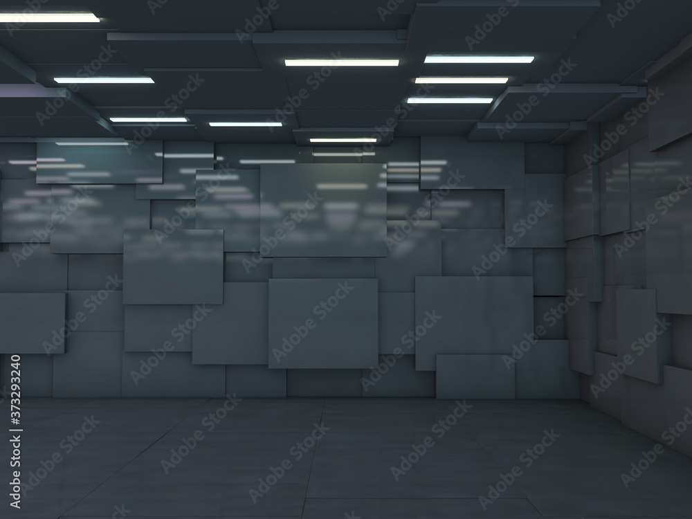 Aufkleber abstract modern architecture background, empty open space interior. 3d
