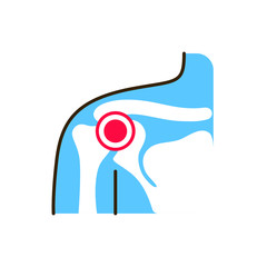 Obraz premium Shoulder arthritis line color icon. Inflammation joint. Sign for web page, mobile app, button, logo. Editable stroke.