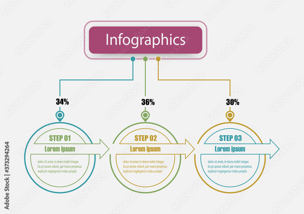Poster line circle vector design template flow chart graphic. planning design presentation business infogra