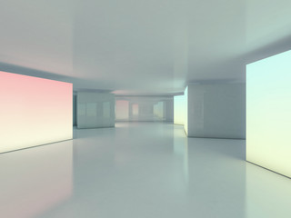 Abstract modern architecture background, empty open space interior. 3D