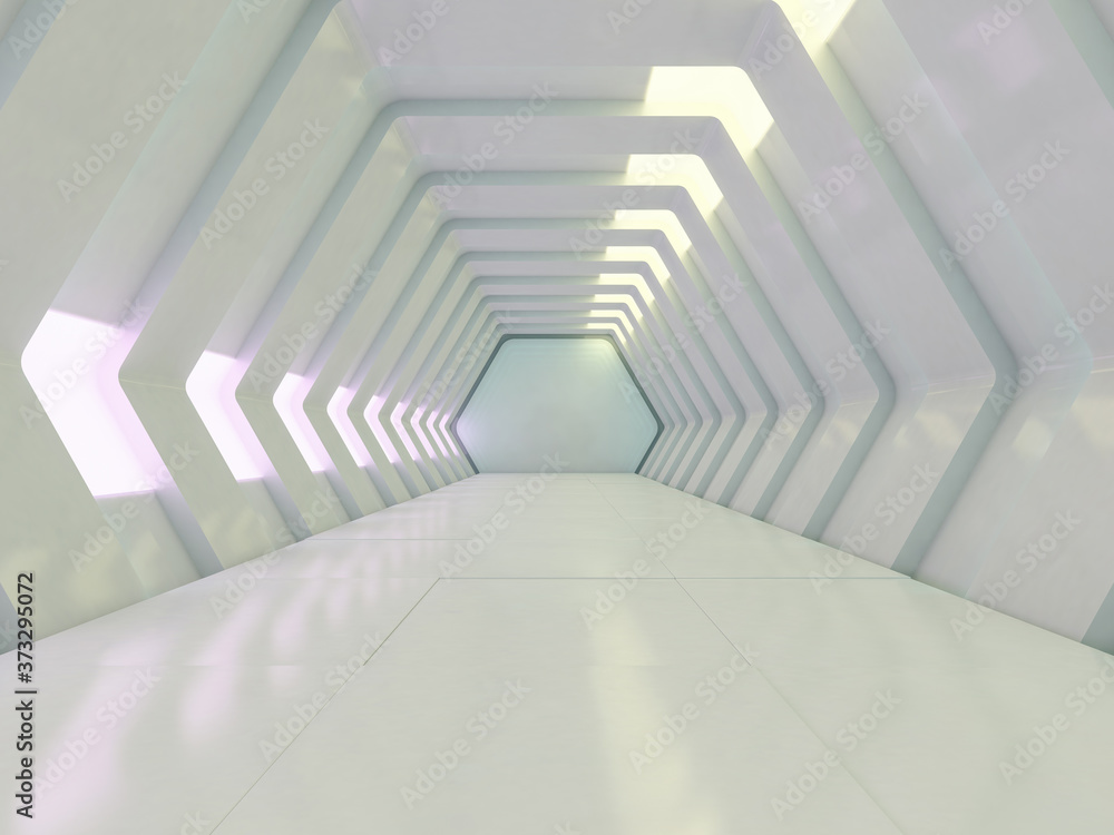 Poster abstract modern architecture background, empty open space interior. 3d