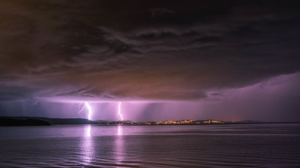 lightning storm over the sea