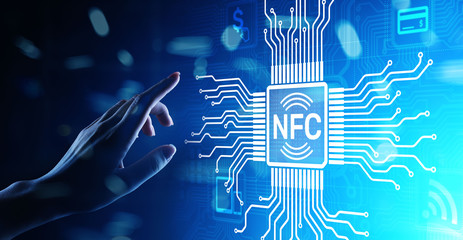 NFC Wireless communication technology Digital payment concept.