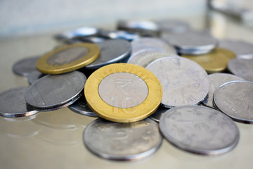 a bulk view of indian coins
