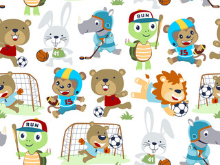 Obraz premium seamless pattern with animals sport cartoon