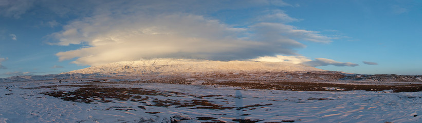 Panoramic image of a cloud at Mount Ararat summit, Turkey