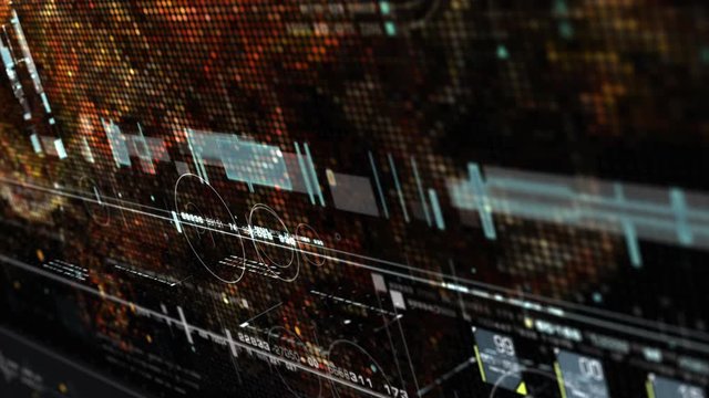 Futuristic holographic data sequence simulation of artificial neural networks intelligence analysis head up display background