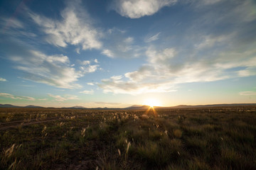 Sunrise on a wide western prairie