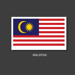 Malaysia flag Vector Square Icon.	