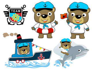 set of cute bear the funny sailor