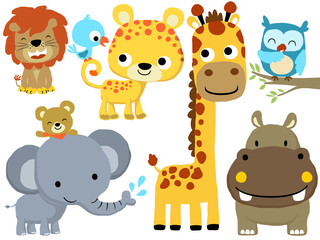 Set of funny animals cartoon