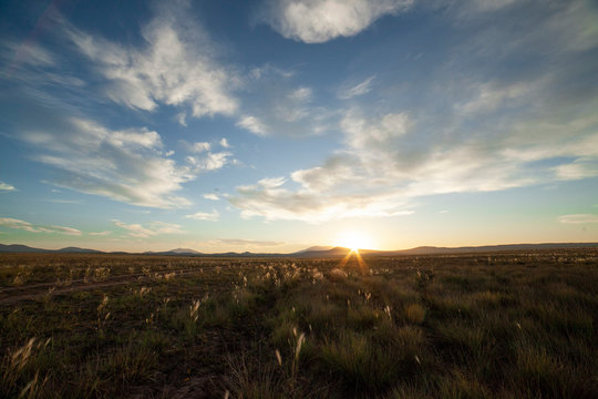 Sunrise on a wide western prairie