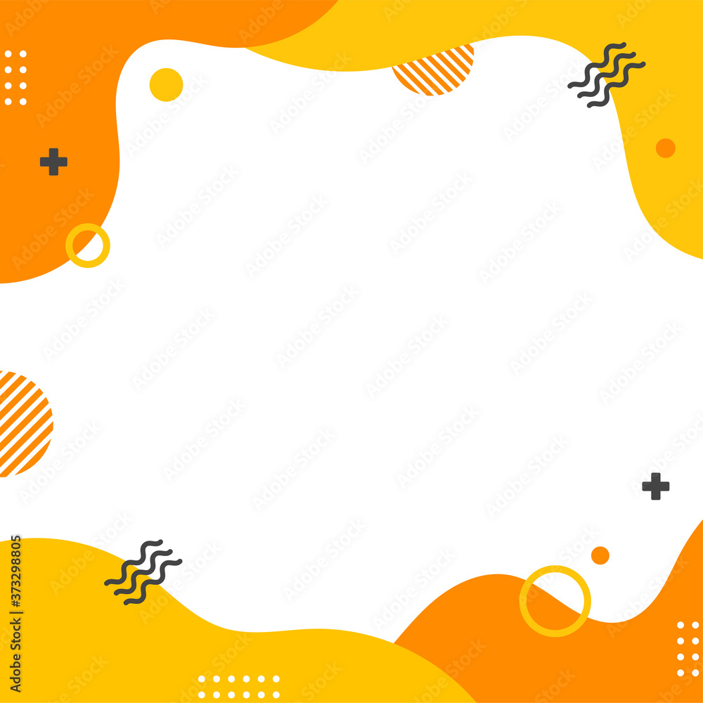 Poster colorful dynamic memphis style in square size. abstract creative background. template for advertisin