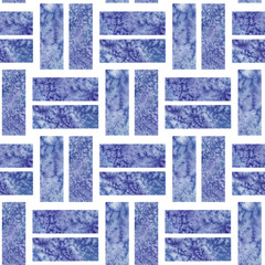 bricks blue watercolor seamless pattern