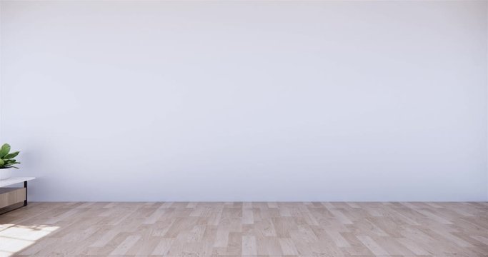 Vintage empty room interior with wooden floor on white wall background. 3D rendering