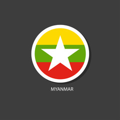 Myanmar flag Vector circle with flags.	