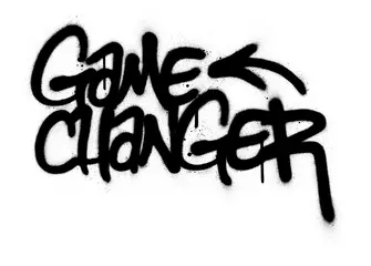 Foto op Plexiglas graffiti game changer text sprayed in black over white © johnjohnson