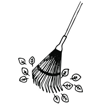 black rake raking leaves clip art preview