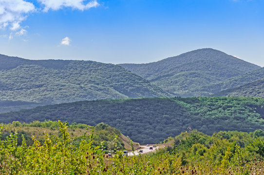 Mountains near the village of Zemlianychne. The route between the cities of Belogorsk and Stary Krym. Republic of Crimea.